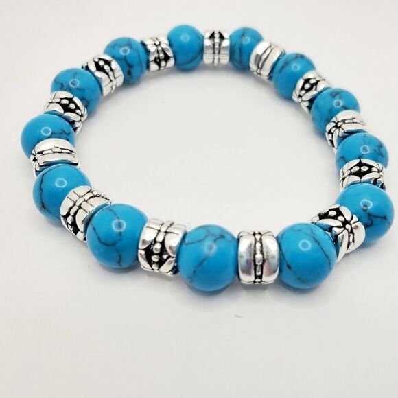 Hand Crafted Tibetan Style Turquoise Bracelet - Picture 7 of 8